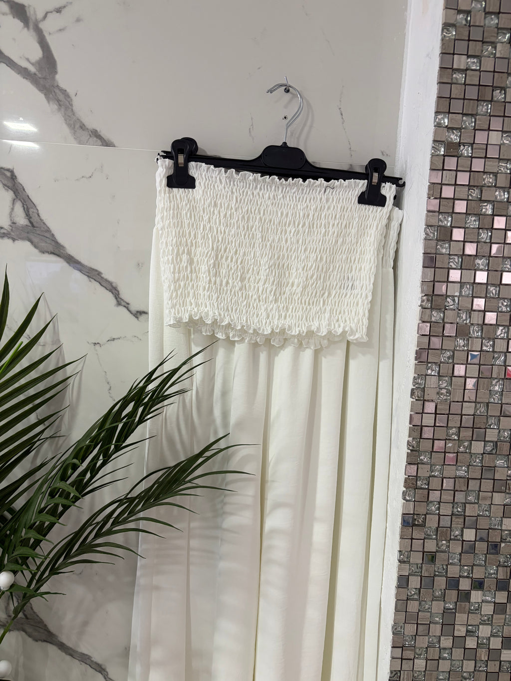CONJUNTO DE GASA LISO, DOS PIEZAS BANANA