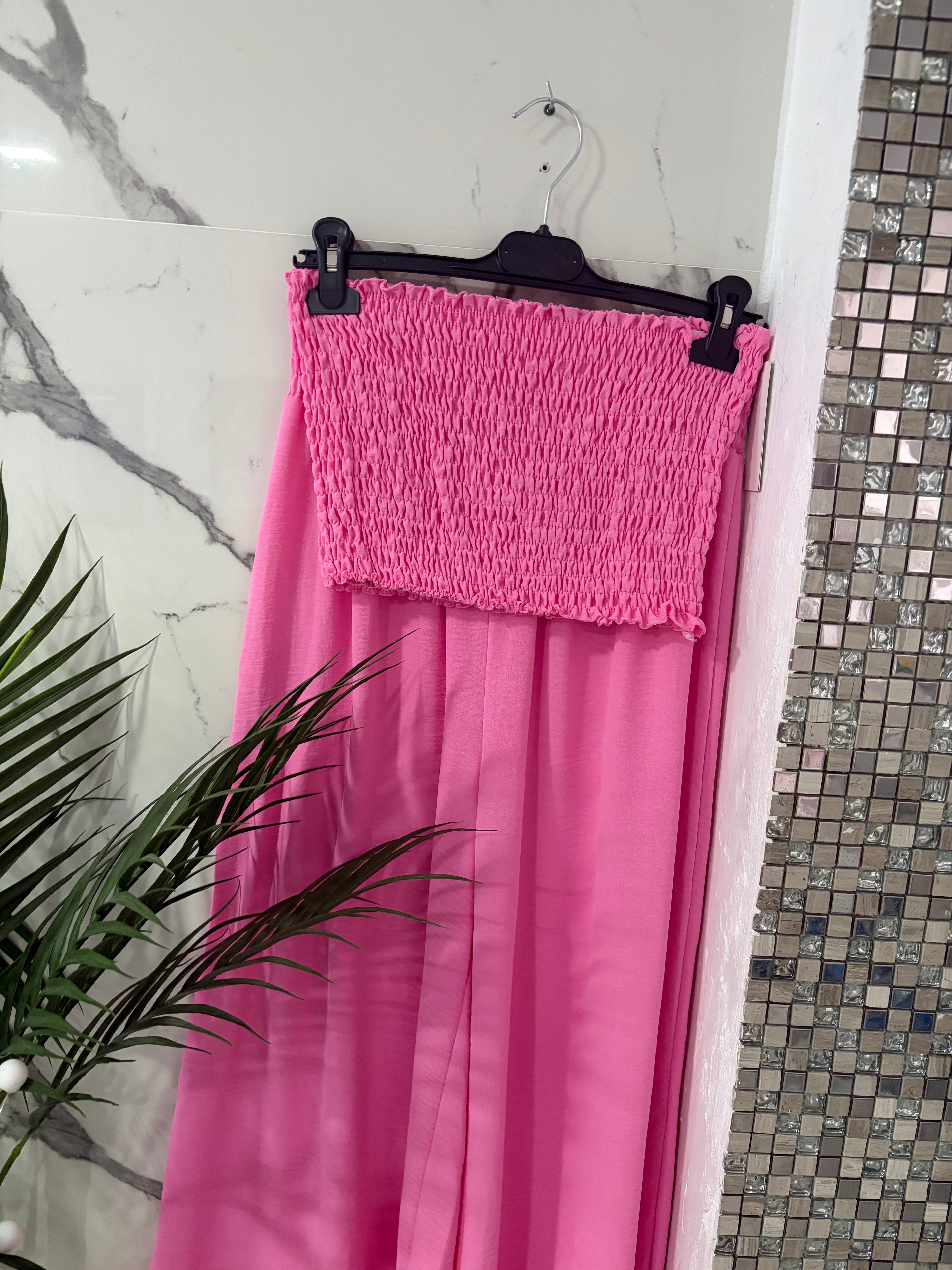 CONJUNTO DE GASA LISO, DOS PIEZAS BANANA